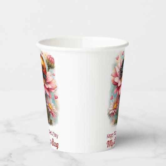  Valentine Love Bug on Blossoms Rose 紙コップ (左)