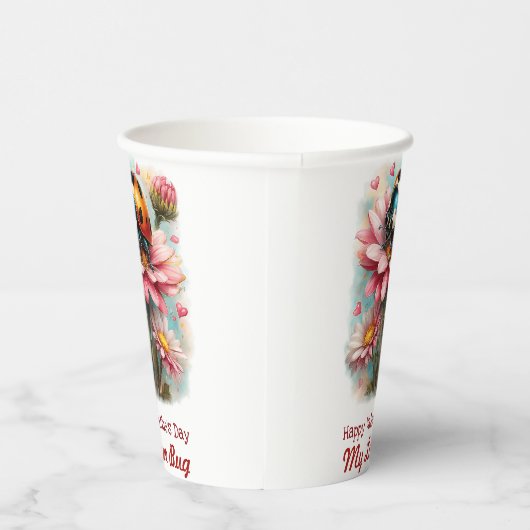 Valentine Love Bug on Blossoms Rose 紙コップ (右)