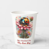  Valentine Love Bug on Blossoms Rose 紙コップ (正面)