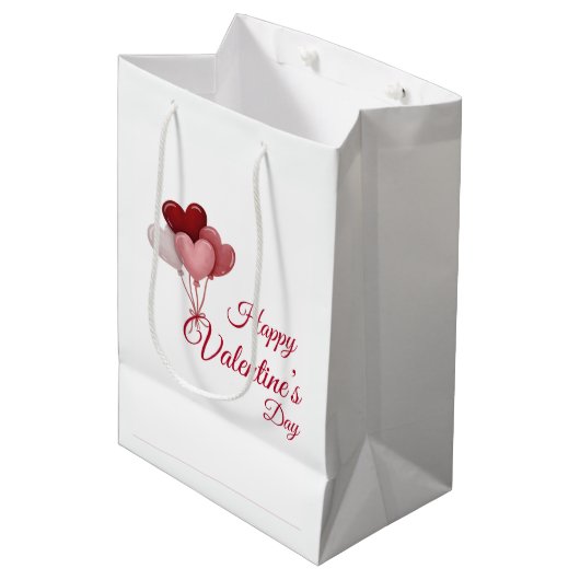 Valentine Love Card | Romantic for Him & Her ミディアムペーパーバッグ (正面アングル)