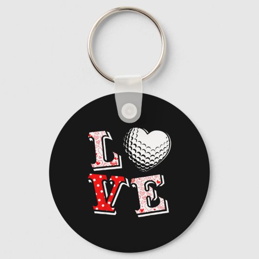Valentine Love Golf Heart Valentine Day Women Men  キーホルダー (正面)