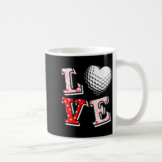 Valentine Love Golf Heart Valentine Day Women Men  コーヒーマグカップ (右)