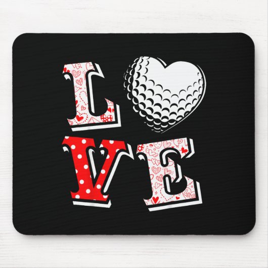 Valentine Love Golf Heart Valentine Day Women Men  マウスパッド (正面)
