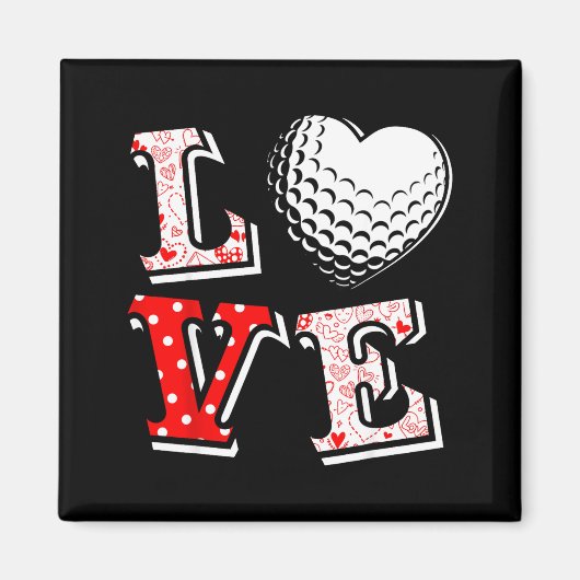 Valentine Love Golf Heart Valentine Day Women Men  マグネット (正面)