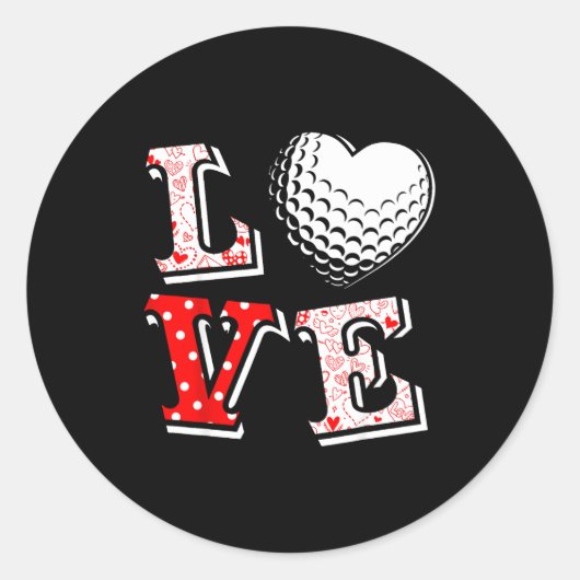 Valentine Love Golf Heart Valentine Day Women Men  ラウンドシール (正面)