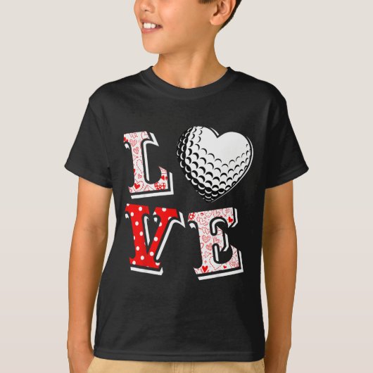 Valentine Love Golf Heart Valentine Day Women Men  Tシャツ (正面)