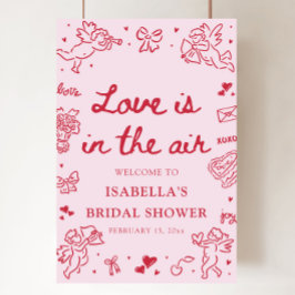 Valentine Love is in the Air Bridal Shower Welcome ポスター