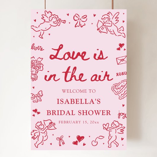 Valentine Love is in the Air Bridal Shower Welcome ポスター