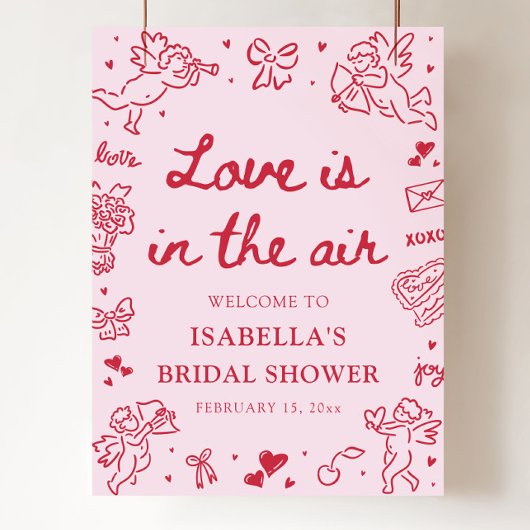 Valentine Love is in the Air Bridal Shower Welcome ポスター