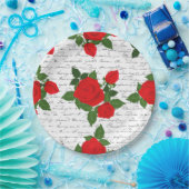 valentine love letter red roses romantic ペーパープレート (パーティー)