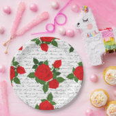 valentine love letter red roses romantic ペーパープレート (パーティー)