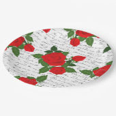 valentine love letter red roses romantic ペーパープレート (アングル)