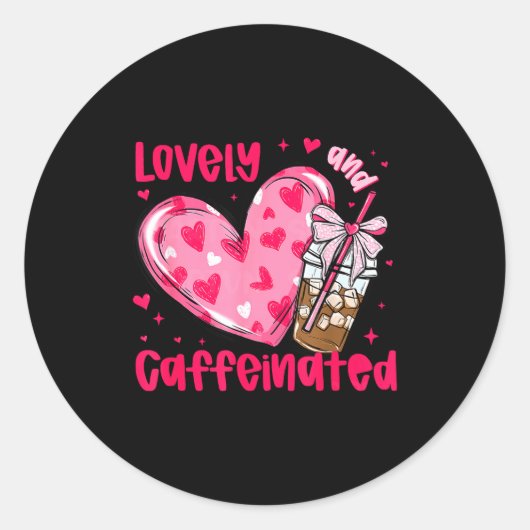 Valentine Lovely &amp; Caffeinated Coffee Lover Co ラウンドシール (正面)