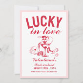 Valentine lucky bachelorette in love party 招待状 (正面)