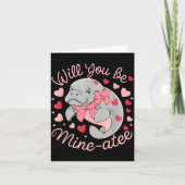 Valentine Manatee Cute Animal Hearts Will You Be M カード (正面)