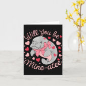 Valentine Manatee Cute Animal Hearts Will You Be M カード (黄色い花)