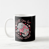 Valentine Manatee Cute Animal Hearts Will You Be M コーヒーマグカップ (左)