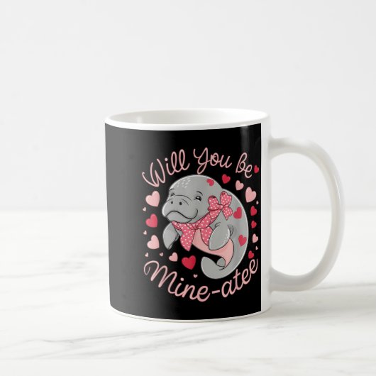 Valentine Manatee Cute Animal Hearts Will You Be M コーヒーマグカップ (右)