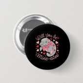 Valentine Manatee Cute Animal Hearts Will You Be M 缶バッジ (正面&裏面)