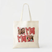 Valentine Mom and Child Photo Red Plaid Hearts トートバッグ (正面)