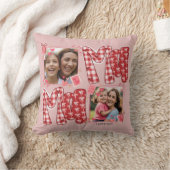 Valentine Mom and Child Pink Red Plaid Love Hearts クッション (ブランケット)