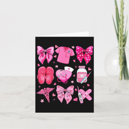 Valentine Nurse Nk Bow Rn Pct Cna Nurse Girl Women カード (正面)