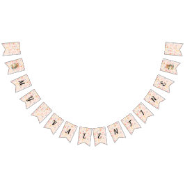 Valentine Party Decor with Roses and Cute Kitten バンティングフラッグ