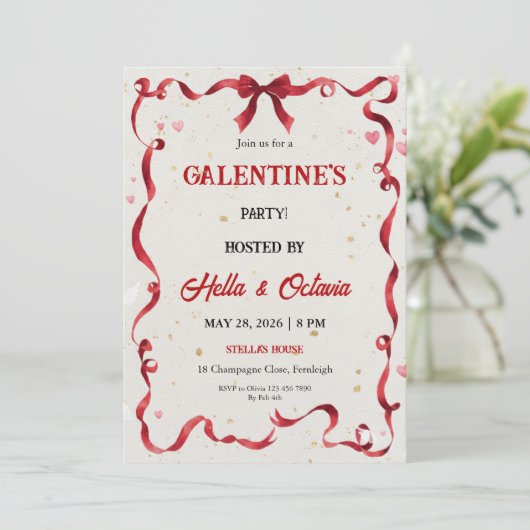 Valentine Party Invitation Printable 招待状 (スタンド正面)