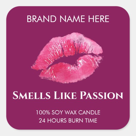 Valentine Passion & Love Custom Candle Sticker スクエアシール (正面)