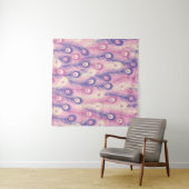 Valentine Peacock Feather Seamless Pattern in Pink タペストリー (インサイチュ(横))