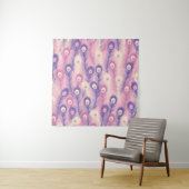 Valentine Peacock Feather Seamless Pattern in Pink タペストリー (インサイチュ)