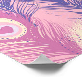 Valentine Peacock Feather Seamless Pattern in Pink ポスター (角)