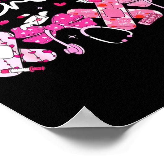 Valentine Pediatric Crew Xoxo Nurse Coquette Bow P ポスター (角)