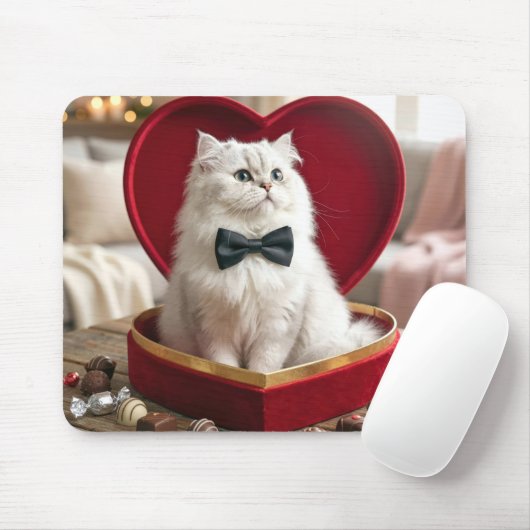 Valentine Persian Cat In Candy Box マウスパッド (マウス)