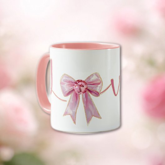 Valentine Pink Bow マグカップ