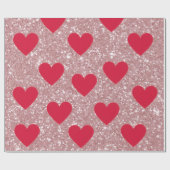 Valentine Pink Glitter & Hearts Wrapping Paper ラッピングペーパー (フラット)