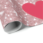 Valentine Pink Glitter & Hearts Wrapping Paper ラッピングペーパー (ロールコーナー)