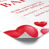 Valentine Pink Heart bridal shower flower bar Sign ポスター (角)