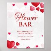 Valentine Pink Heart bridal shower flower bar Sign ポスター (正面)