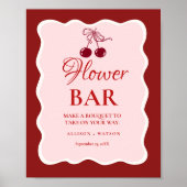 Valentine Pink Heart bridal shower flower bar Sign ポスター (正面)