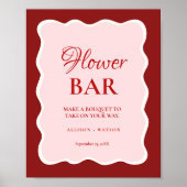 Valentine Pink Heart bridal shower flower bar Sign ポスター (正面)