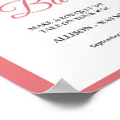 Valentine Pink Heart bridal shower flower bar Sign ポスター (角)