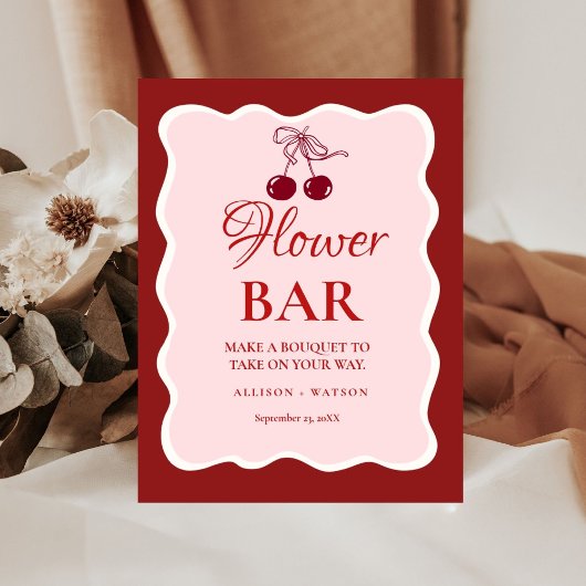 Valentine Pink Heart bridal shower flower bar Sign 台座サイン