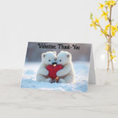 Valentine Polar Bear Cubs Greeting Card カード (黄色い花)