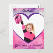 Valentine Precious Memories Heart Photo and Name ポストカード (正面/裏面)
