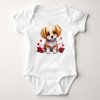 Valentine Puppy, Whimsical Valentine, Personalized ベビーボディスーツ