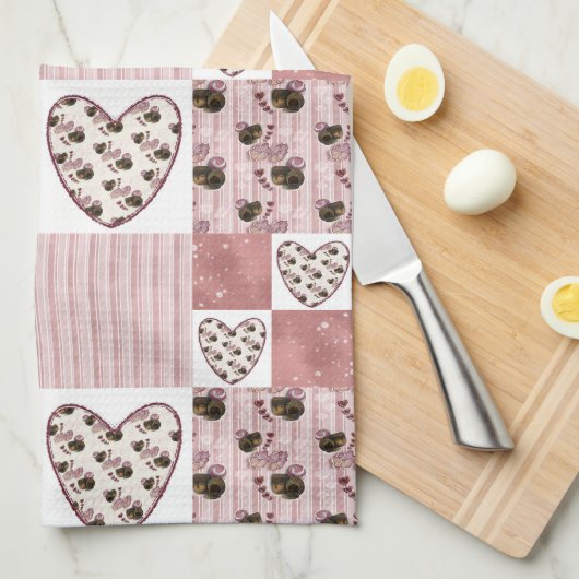 Valentine Quilt Kitchen Towels キッチンタオル (四つ折り)