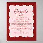 Valentine Red and pink Cupcake flavors sign ポスター (正面)