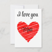 Valentine Red Happy heart romance graphic サンキューカード (正面)