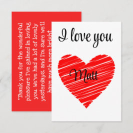 Valentine Red Happy heart romance graphic サンキューカード